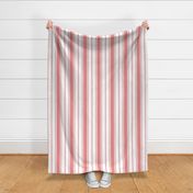 Coral and White Vertical  French Stripe