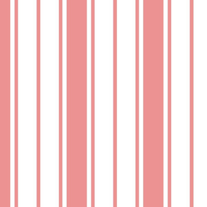 Coral and White Vertical  French Stripe