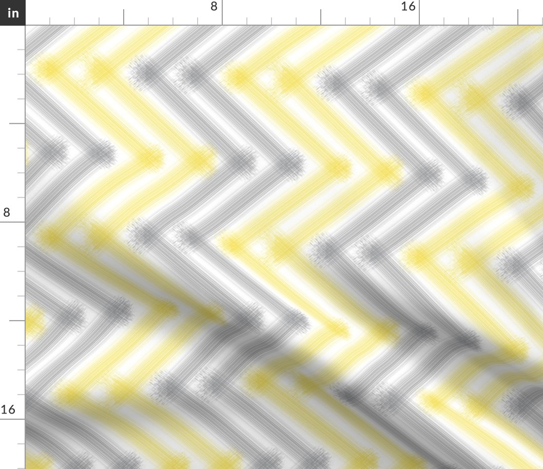 Brush Stroke Chevron in Illuminating Yellow and Ultimate Gray on White