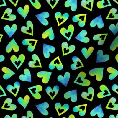 heart toss lime mint aqua blue in black (small scale)