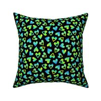 heart toss lime mint aqua blue in black (small scale)
