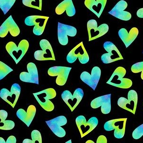 heart toss lime mint aqua blue in black (small scale)