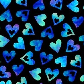 heart toss mint blue purple in black (small scale)