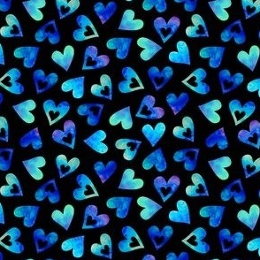 heart toss mint blue purple in black (micro scale)