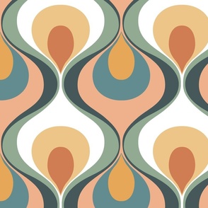 Retro Mood sage green teal blue rust terracotta orange white