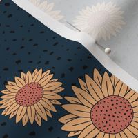 Sunflowers and speckles sweet boho flowers garden summer summer navy blue yellow night