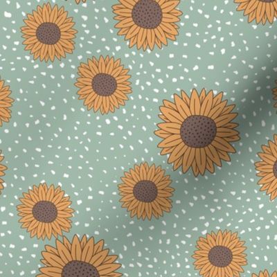 Sunflowers and speckles sweet boho flowers garden summer summer mint green yellow