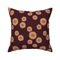 Sunflowers and speckles sweet boho flowers garden summer summer maroon red wine yellow