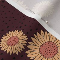 Sunflowers and speckles sweet boho flowers garden summer summer maroon red wine yellow