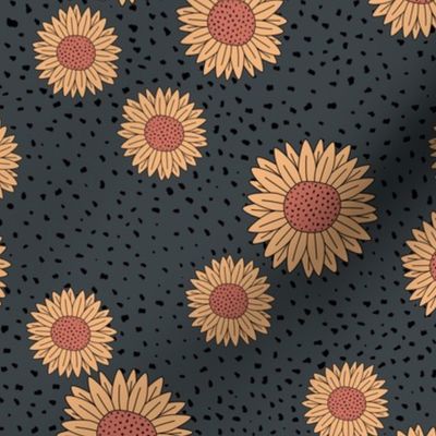 Sunflowers and speckles sweet boho flowers garden summer summer charcoal gray yellow
