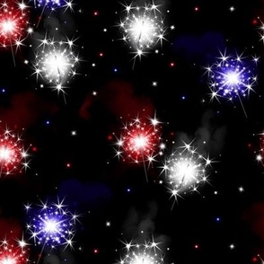 Sparklers red white and blue on black