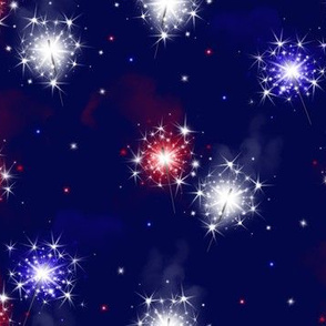 Sparklers red white and blue on navy