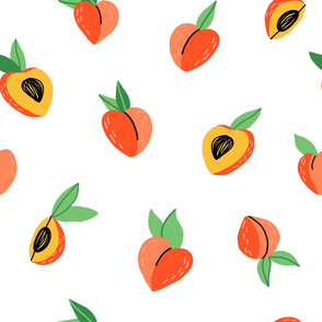 Peaches on white - large pattern version