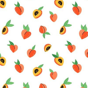 Peaches on white bg - tiny pattern version