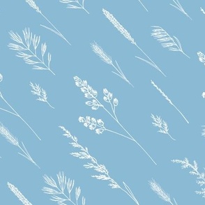 Wild grasses spikelets pastel blue