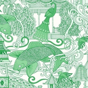 chinoiserie toile green