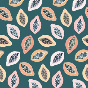 Pink Papaya in Forest green small scale by Pippa Shaw