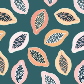 Pink Papaya in Forest green medium scale by Pippa Shaw