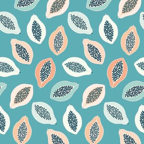 Papaya in turquoise small scale by Pippa Shaw