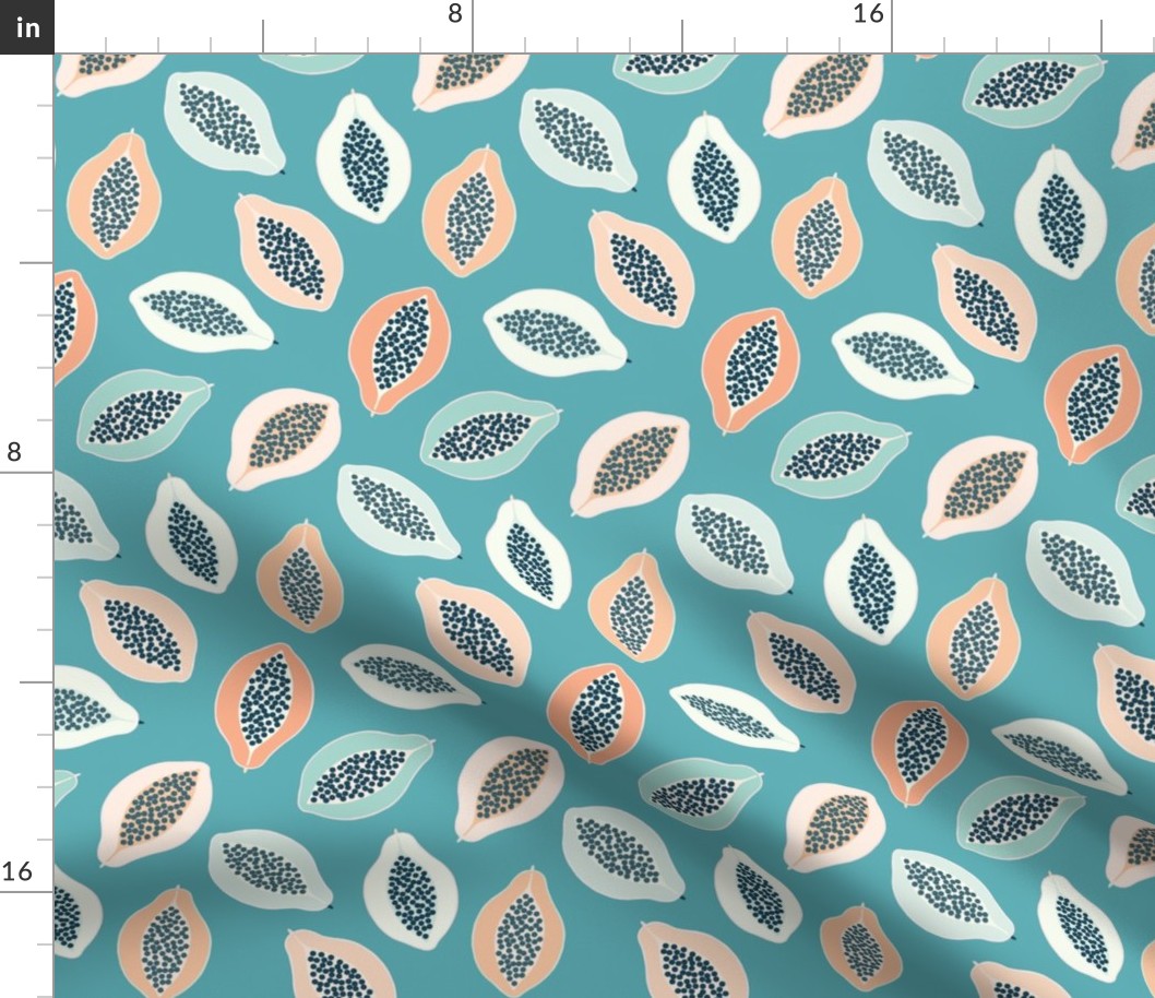 Papaya in turquoise medium scale by Pippa Shaw