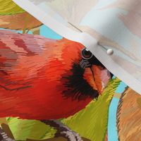 Autumn Cardinals | Sky Blue