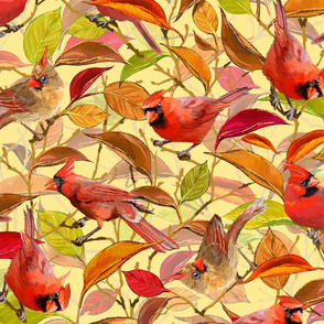Autumn Cardinals | Creamy Yellow