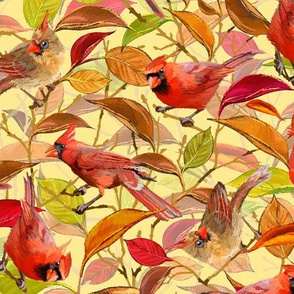 Autumn Cardinals | Small | Creamy Yellow
