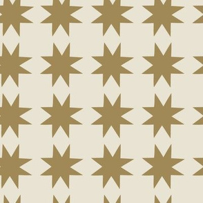 Quilt Stars in Gold with Cream White Background