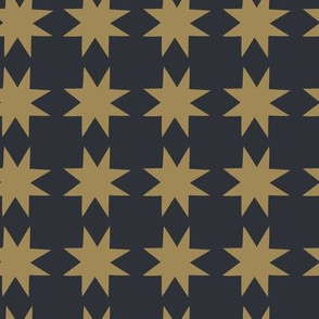 Quilt Stars - Gold with Charcoal Black Background