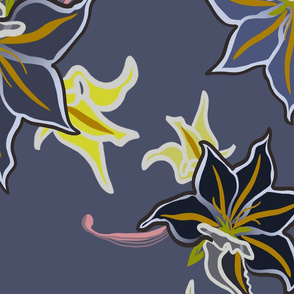 Lilies on blue