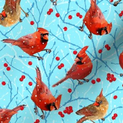 Winter Cardinals | Small | Sky Blue