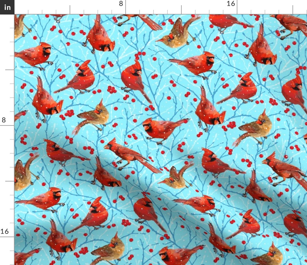 Winter Cardinals | Small | Sky Blue