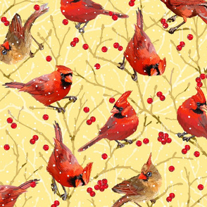 Winter Cardinals | Creamy Yellow