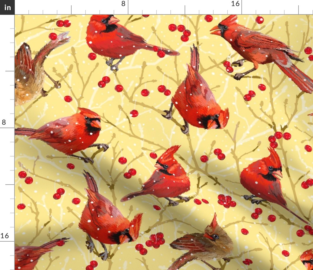 Winter Cardinals | Creamy Yellow