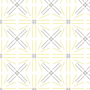 Southwestern Spur Abstract Hashtag Star in Illuminating Yellow and Ultimate Gray on White