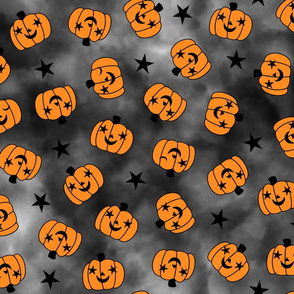 starry eyed and winking pumpkin toss dark gray