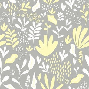 Modern Plant Design Pattern Yellow and Gray