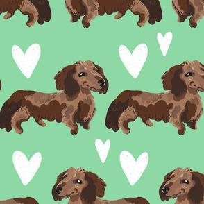 Fluffy Sausage Dogs Green