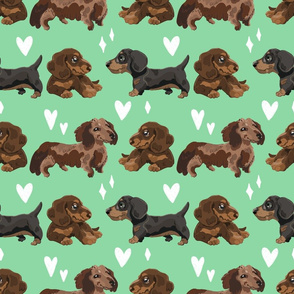 Trio of Sausage Dogs Green