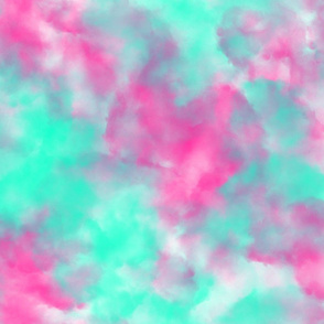 Pink mint ice dye clouds