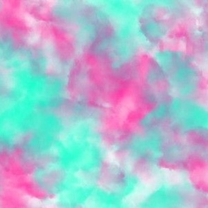 pink mint teal ice tie dye abstract (small scale)