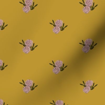 Pink Floral on Mustard