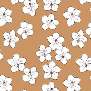 The minimalist hibiscus flowers boho hawaii aloha island vibes blossom garden caramel rust copper brown white