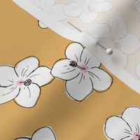 The minimalist hibiscus flowers boho hawaii aloha island vibes blossom garden ochre mustard yellow white