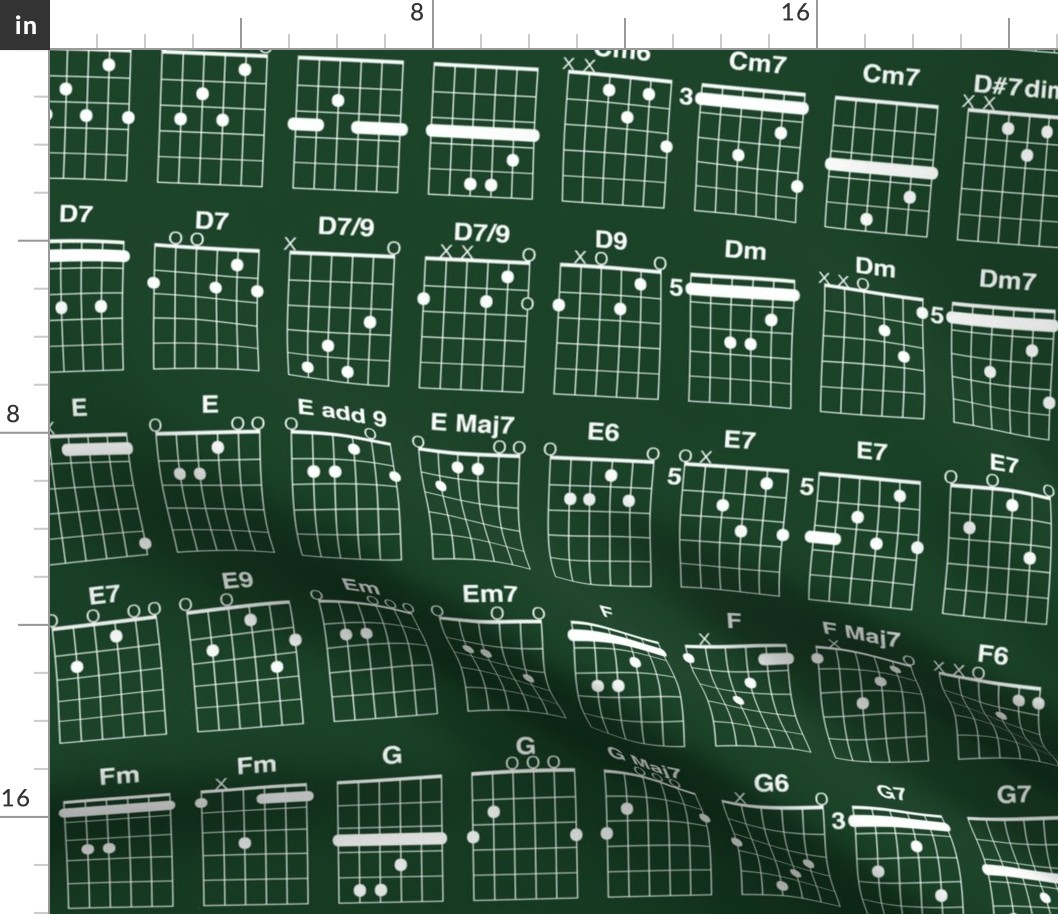 guitar chords - white on chalkboard green