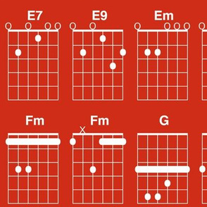 guitar chords - large, white on red