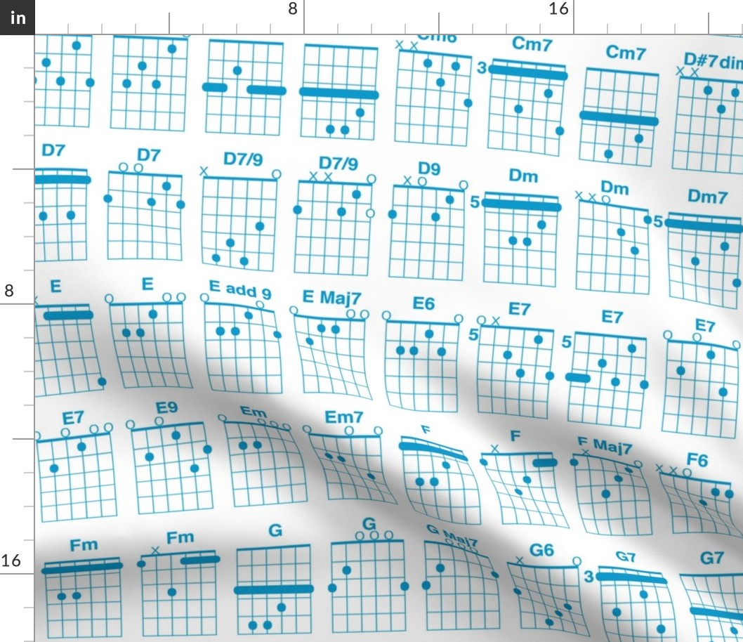 guitar chords - turquoise on white