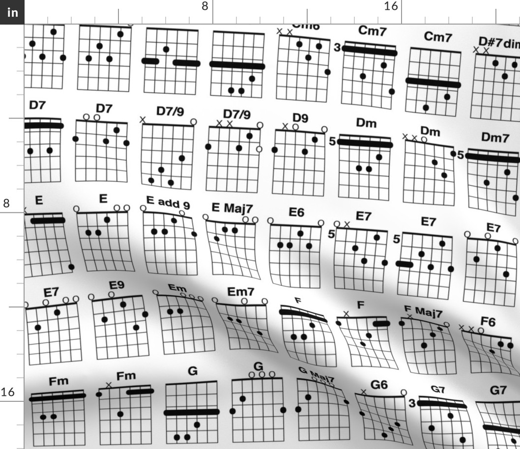 guitar chords - black and white