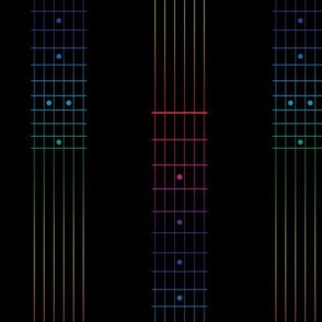 guitar fretboard stripe - rainbow on black