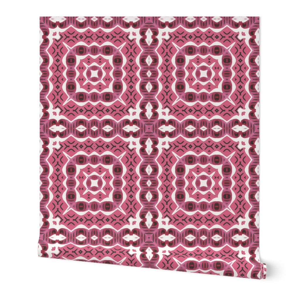 Raspberry  and Fandango Pink and White and Black Bandana Squares